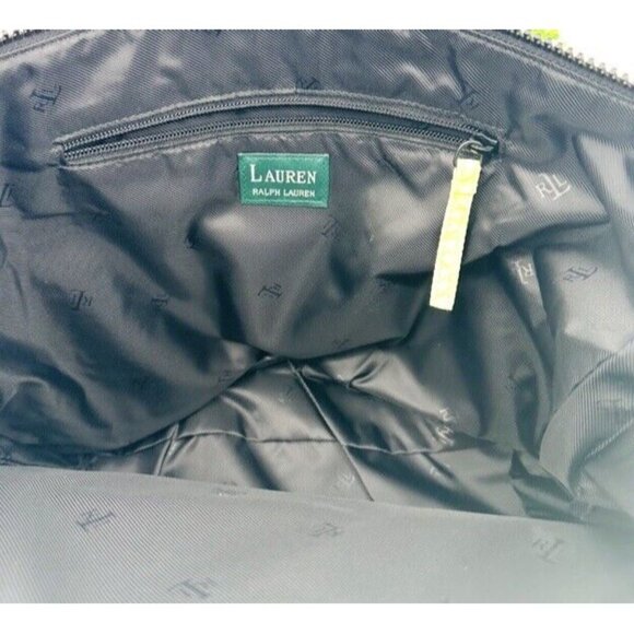 Vintage Ralph Lauren Monogram Nylon Tote Hand Bag Purse Green Y2K - Picture 13 of 13
